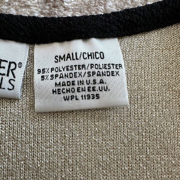 Liz Baker Essentials Women's S Black Tan Colorblock Two-fer Short Sleeve Blouse - Picture 4 of 10